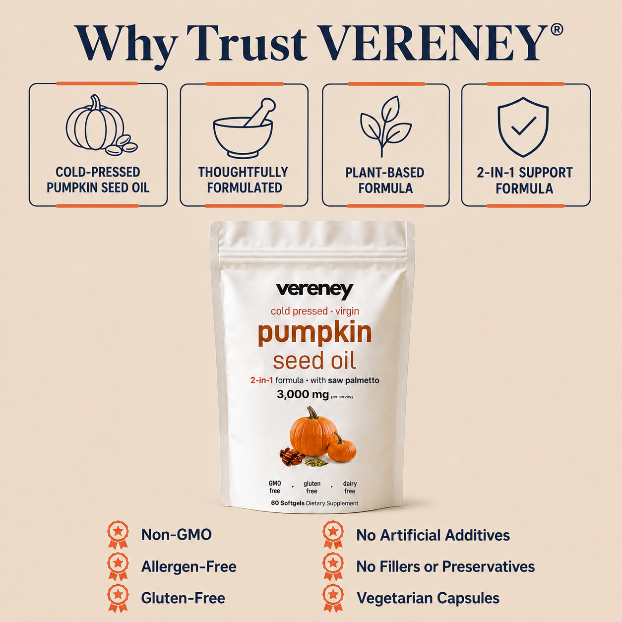 Vereney - Bladder Relief [Cold Pressed Virgin Pumpkin Seed Oil with Saw Palmetto]