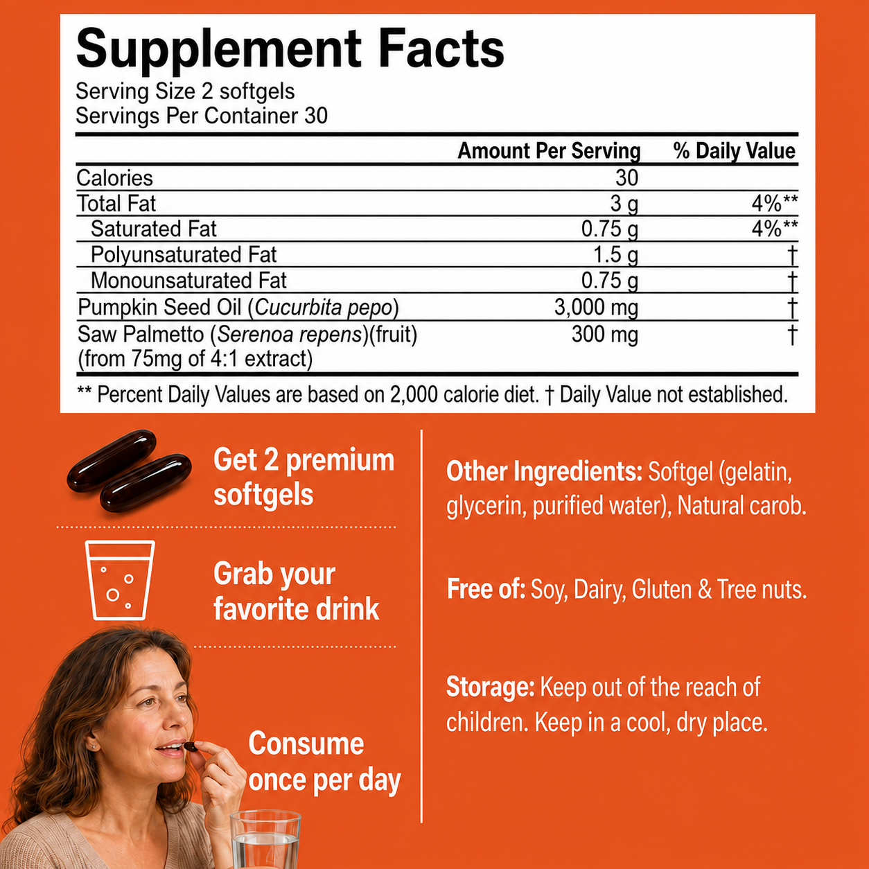 Vereney - Bladder Relief [Cold Pressed Virgin Pumpkin Seed Oil with Saw Palmetto]
