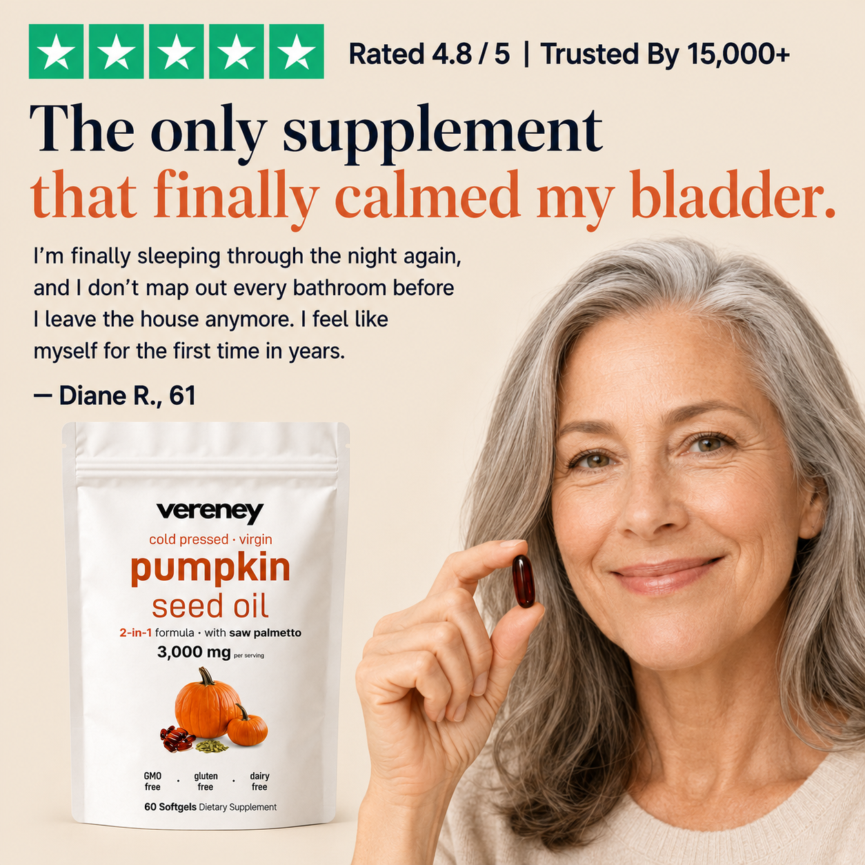 Vereney - Bladder Relief [Cold Pressed Virgin Pumpkin Seed Oil with Saw Palmetto]